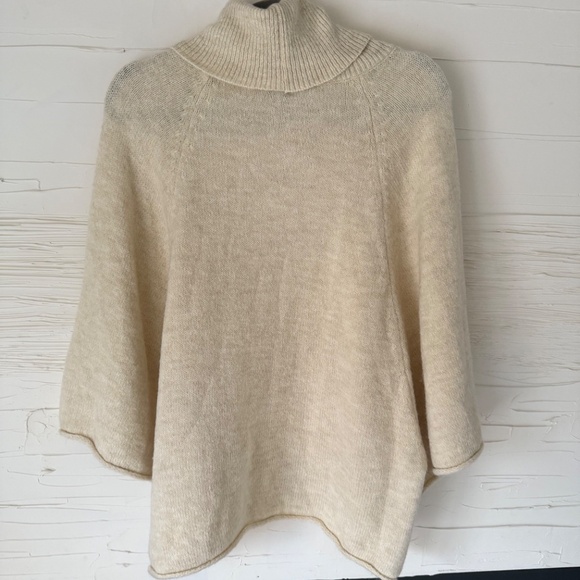 ZARA Turtleneck Poncho Sweater | Size Small | Cream - Picture 2 of 7